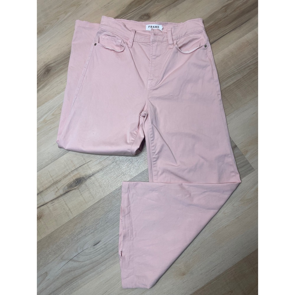 FRAME Denim Le High Wide Leg Jeans Pink Quartz Size 25 VCRA328 Stretch Cotton